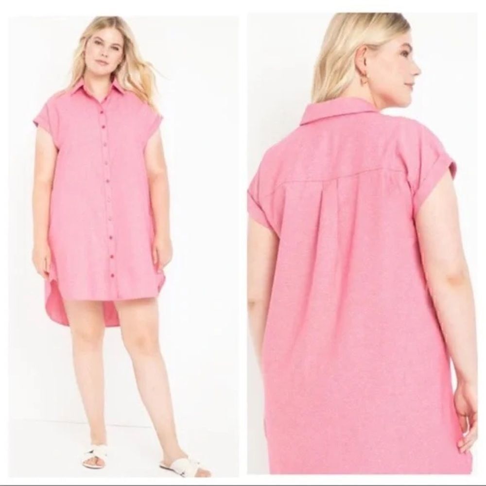 Eloquii Red Easy Stepped Hem Shirtdress